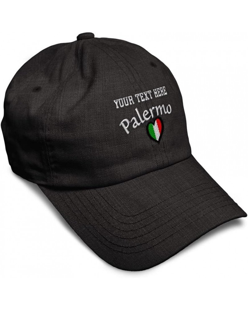 Soft Baseball Cap Italy Heart Flag Italia Palermo Embroidery Flags City Cotton Dad Hats for Men & Women Dark Denim Personaliz...