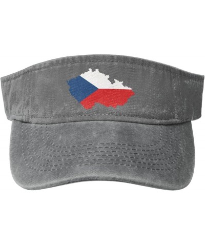 Czechia Terrain Map Sun Hat Sun Visor Hats for Women Men Baseball Cap Golf Hats Gray $13.73 Visors