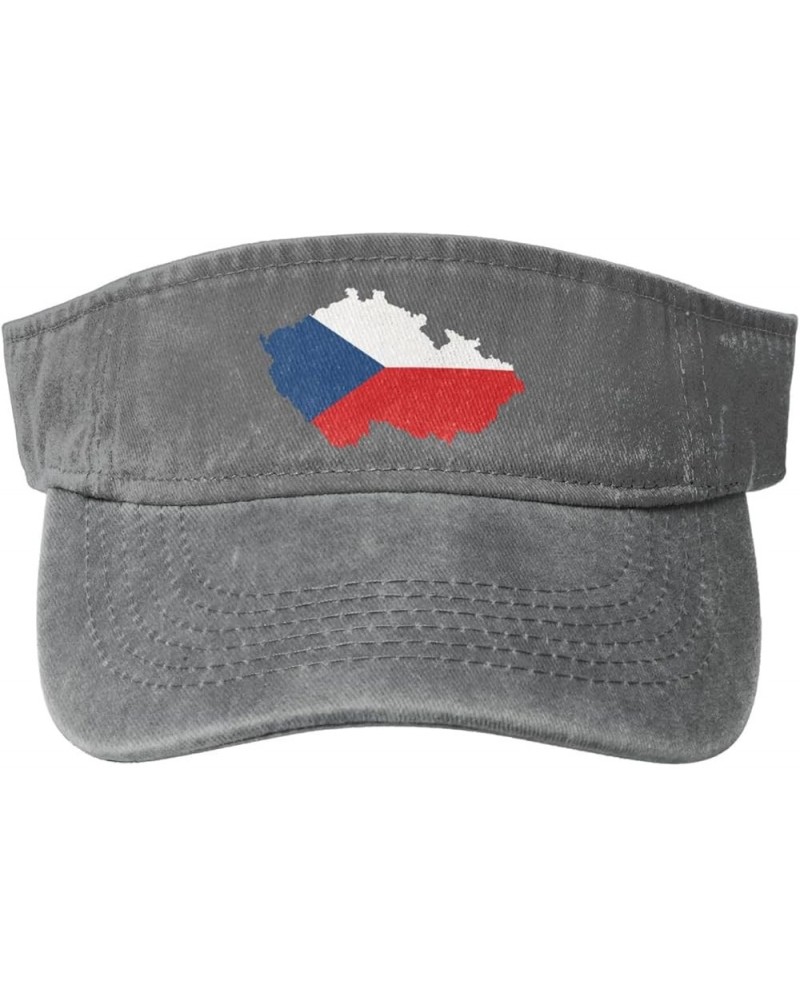 Czechia Terrain Map Sun Hat Sun Visor Hats for Women Men Baseball Cap Golf Hats Gray $13.73 Visors