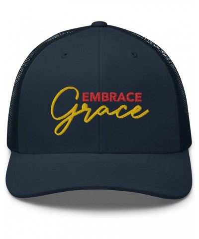 Embrace Grace Embroidered Trucker Hat Cap, Grace of God, Christian Jesus Scripture Navy $22.20 Baseball Caps