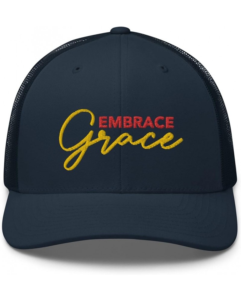 Embrace Grace Embroidered Trucker Hat Cap, Grace of God, Christian Jesus Scripture Navy $22.20 Baseball Caps