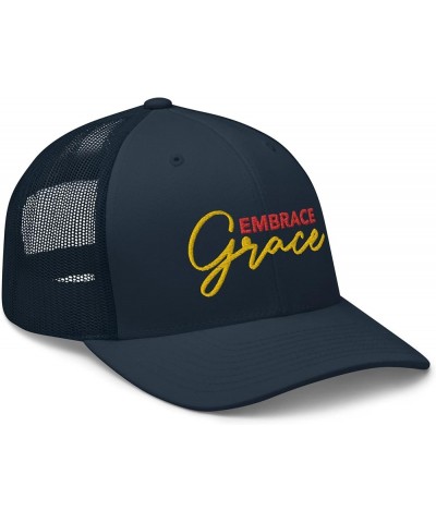 Embrace Grace Embroidered Trucker Hat Cap, Grace of God, Christian Jesus Scripture Navy $22.20 Baseball Caps