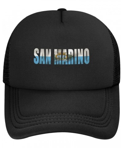 San Marino Flag Sammarinese Text Word Art Baseball Cap Adjustable Casual Mesh Hats Duck Tongue Hat for Men Women88 Black $10....