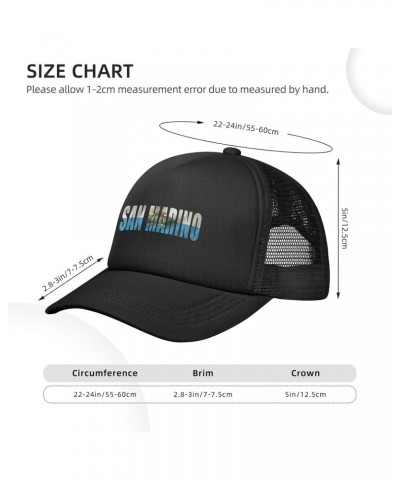 San Marino Flag Sammarinese Text Word Art Baseball Cap Adjustable Casual Mesh Hats Duck Tongue Hat for Men Women88 Black $10....