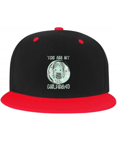 You are My Girlfriend Baseball Cap for Men Women Snapback Hat Adjustable Flat Bill Hats Red $10.38 Baseball Caps