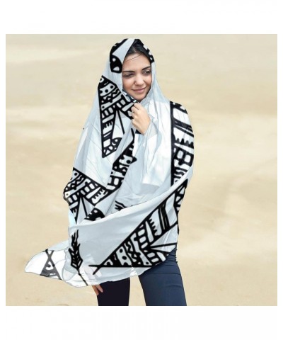 Scarf for Women Lightweight Spring Fall Winter Scarves Shawl Wraps Blue Boho Tipi Pattern $14.03 Scarves