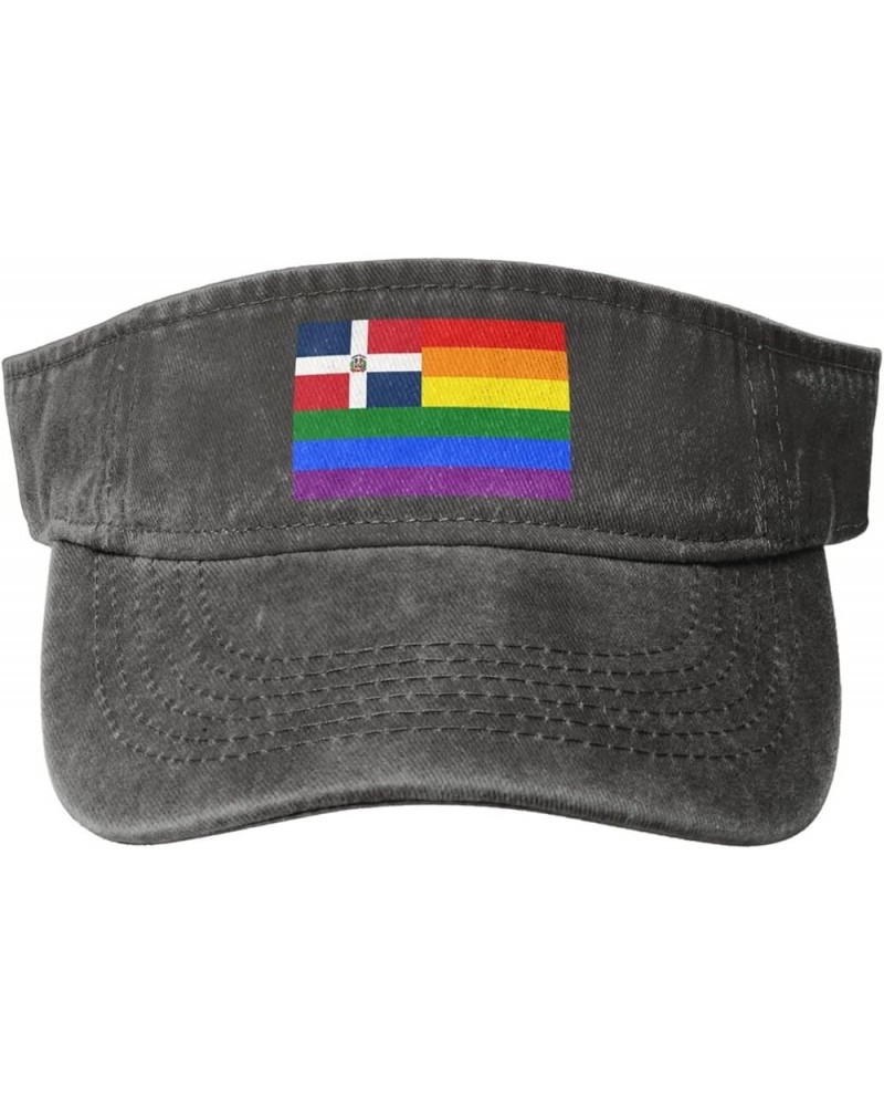 The Dominican Republic Rainbow Flag Sun Hat Sun Visor Hats for Women Men Baseball Cap Golf Hats Deep Heather $9.94 Visors