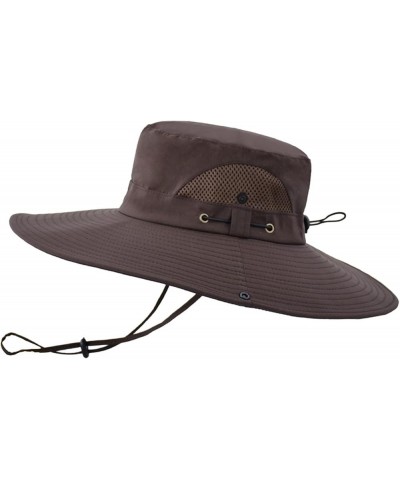 Ladies Quick Drying Caps Men Mountaineering Fishing Solid Color Hood Rope Outdoor Shade Foldable Casual Coffee $9.39 Rain Hats