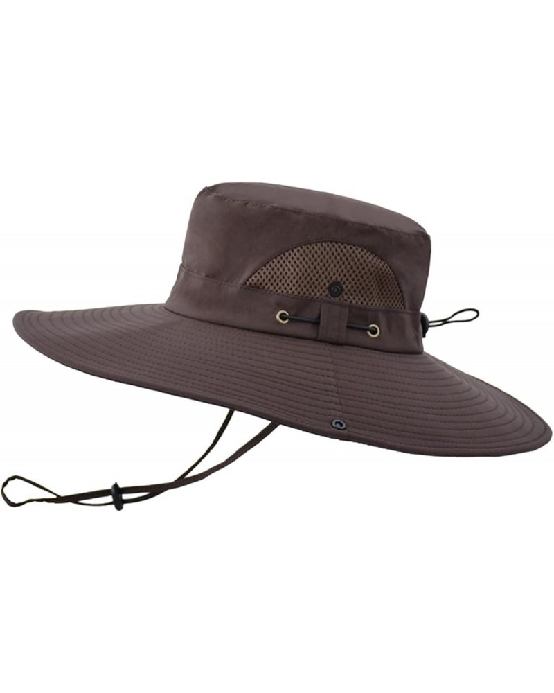 Ladies Quick Drying Caps Men Mountaineering Fishing Solid Color Hood Rope Outdoor Shade Foldable Casual Coffee $9.39 Rain Hats