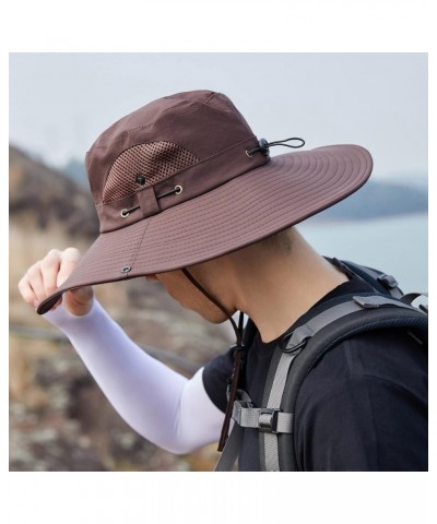 Ladies Quick Drying Caps Men Mountaineering Fishing Solid Color Hood Rope Outdoor Shade Foldable Casual Coffee $9.39 Rain Hats