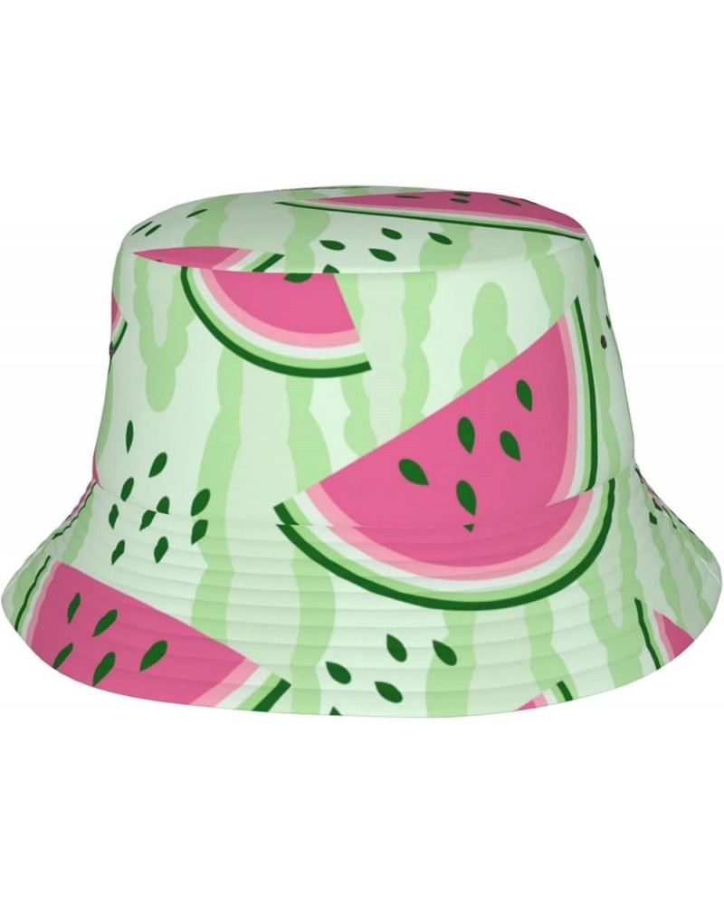 Watermelon Bucket Hats Fashion Sun Cap Outdoor Fisherman Hat Everyday Style for Women and Men Black $11.39 Bucket Hats