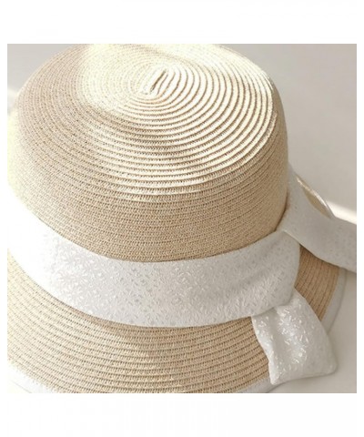 Retro Bowtie British Bucket Sunhat Ladies Celebrity Easy Matching Basin Hat Trendy Seaside Vacation Straw Beach Hat Beige $21...