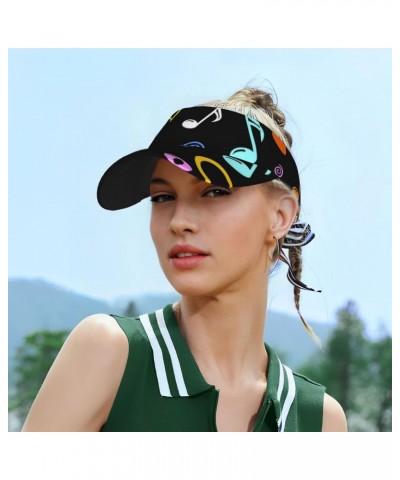 Musical Notes Pattern Sun Visor Hats for Women Men Adjustable Empty Top Sports Golf Running Sun Caps $9.65 Visors