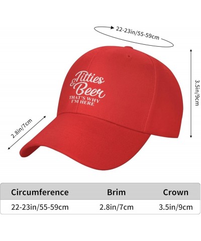 Titties Beer That's Why I'm Here Baseball Cap Men Women Adjustable Trendy Curved Brim Baseball Caps Black Red $12.64 Baseball...