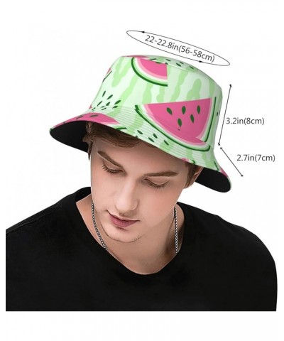 Watermelon Bucket Hats Fashion Sun Cap Outdoor Fisherman Hat Everyday Style for Women and Men Black $11.39 Bucket Hats