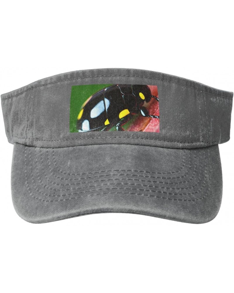 Colorful Ladybirds Print Denim Sun Visor Cap Versatile Unisex Design,for Outdoor Activities and Daily Wear $13.03 Visors