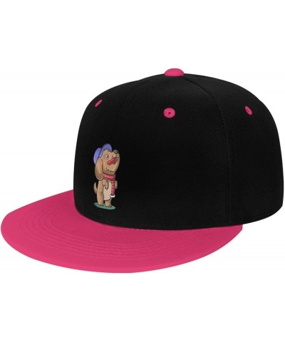 Dog in a Hat Snapback Hat for Men Women Baseball Cap Trucker Flat Bill Hats Dad Caps Pink $11.64 Baseball Caps