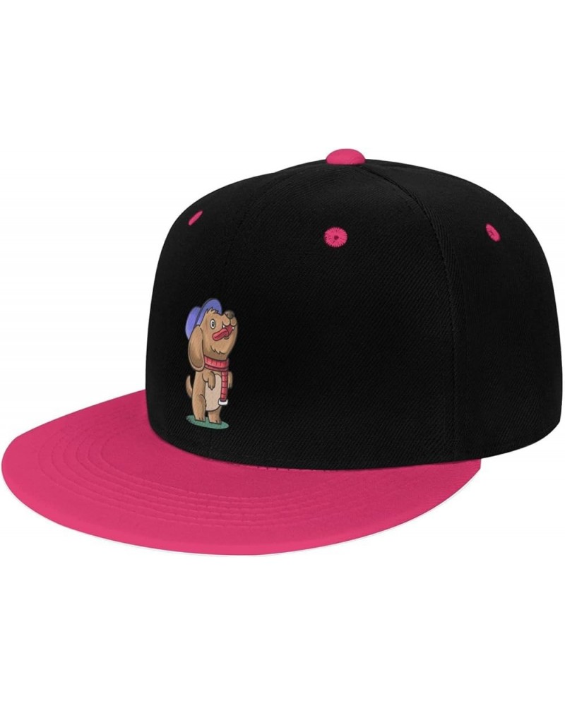 Dog in a Hat Snapback Hat for Men Women Baseball Cap Trucker Flat Bill Hats Dad Caps Pink $11.64 Baseball Caps