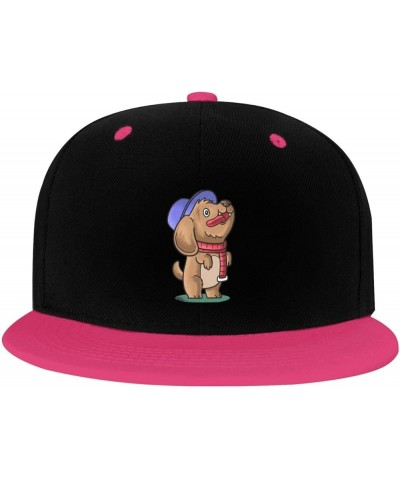 Dog in a Hat Snapback Hat for Men Women Baseball Cap Trucker Flat Bill Hats Dad Caps Pink $11.64 Baseball Caps