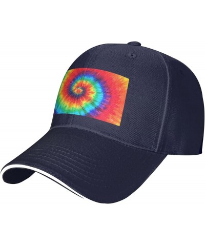 tie dye Rainbow Picture Casual General Baseball Cap Black : Comfortable, Light Navy Blue $12.59 Baseball Caps