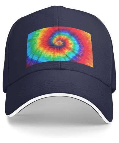 tie dye Rainbow Picture Casual General Baseball Cap Black : Comfortable, Light Navy Blue $12.59 Baseball Caps