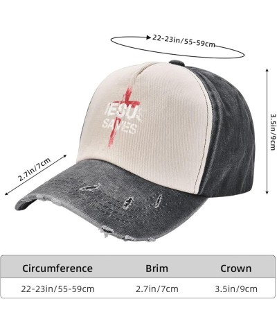 Jesus Saves Cotton Men's Baseball Hat Classic Washed Denim Trucker Hat Adjustable,Dark Red Black and White $10.63 Baseball Caps