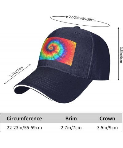 tie dye Rainbow Picture Casual General Baseball Cap Black : Comfortable, Light Navy Blue $12.59 Baseball Caps