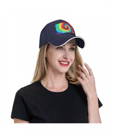 tie dye Rainbow Picture Casual General Baseball Cap Black : Comfortable, Light Navy Blue $12.59 Baseball Caps