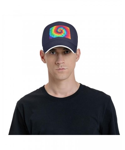 tie dye Rainbow Picture Casual General Baseball Cap Black : Comfortable, Light Navy Blue $12.59 Baseball Caps