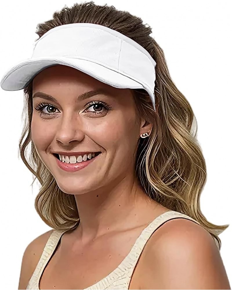 Mens Womens Sun Visor Hats Lightweight Running Hat Foldable Adjustable for Tennis Golf Running White $7.13 Visors