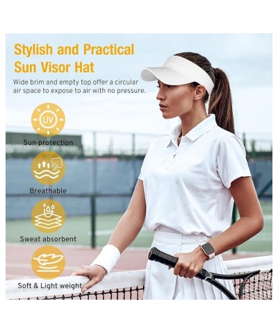 Mens Womens Sun Visor Hats Lightweight Running Hat Foldable Adjustable for Tennis Golf Running White $7.13 Visors