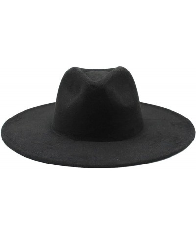 Men Women British Style Winter Wool Solid Classic Fedoras Cap Jazz Hat Wide Brim Fedoras Black $8.87 Fedoras