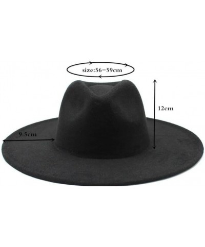 Men Women British Style Winter Wool Solid Classic Fedoras Cap Jazz Hat Wide Brim Fedoras Black $8.87 Fedoras