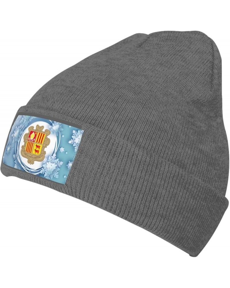 Coat of Arms of Andorra Knitted Hat Acrylic Cold Weather Hat Warm Brimless hat Elastic Force Caps Deep Heather $13.64 Skullie...