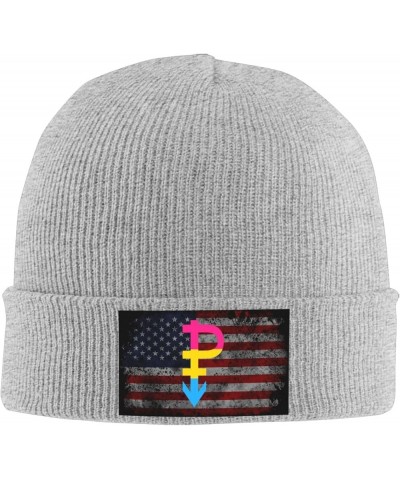 Pansexual Symbol Pride Flag LGBT Cozy Knitted Hat for Winter - Warm Comfort Black Gray $15.39 Skullies & Beanies