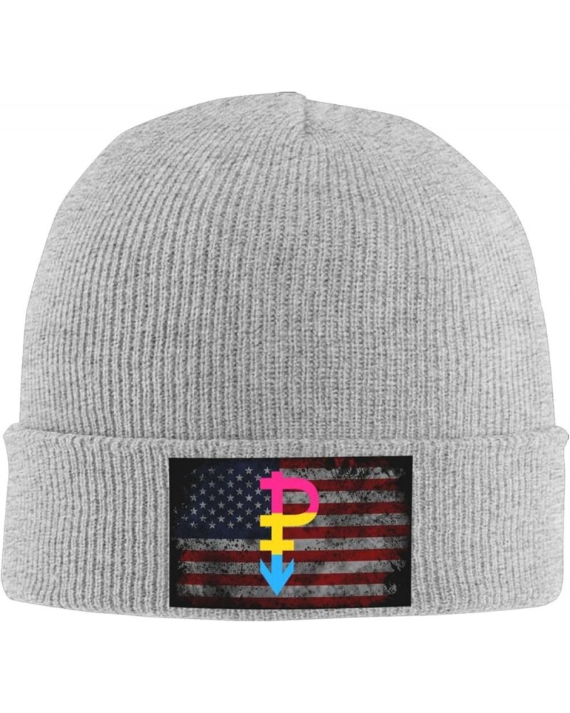 Pansexual Symbol Pride Flag LGBT Cozy Knitted Hat for Winter - Warm Comfort Black Gray $15.39 Skullies & Beanies