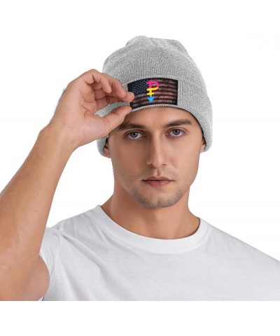 Pansexual Symbol Pride Flag LGBT Cozy Knitted Hat for Winter - Warm Comfort Black Gray $15.39 Skullies & Beanies