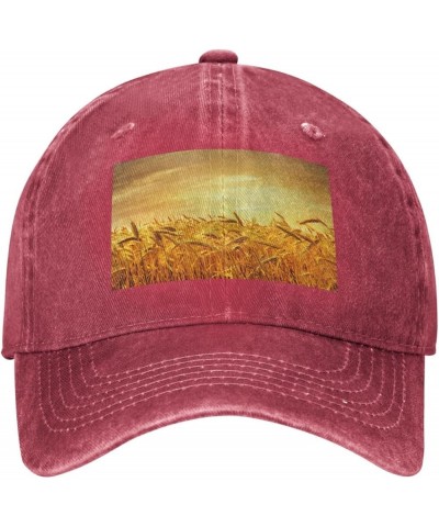 Wheat Field Cowboy Baseball Cap, Fashion Print Adjustable Baseball Cap, Adult Casual Cap, Washed Cowboy Cap Red $10.06 Cowboy...