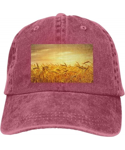 Wheat Field Cowboy Baseball Cap, Fashion Print Adjustable Baseball Cap, Adult Casual Cap, Washed Cowboy Cap Red $10.06 Cowboy...