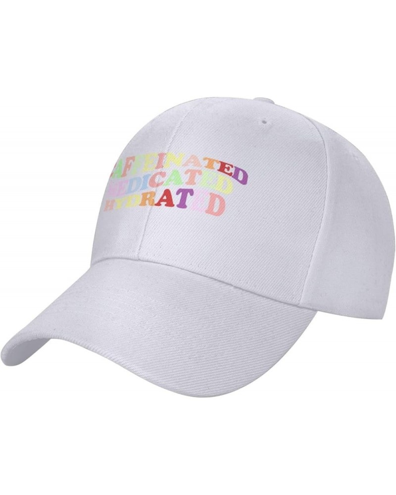 Unisex Baseball Cap Caffeinated Medicated Hydrated Vintage Dad Hat Adjustable Casquette Cap White $9.53 Baseball Caps