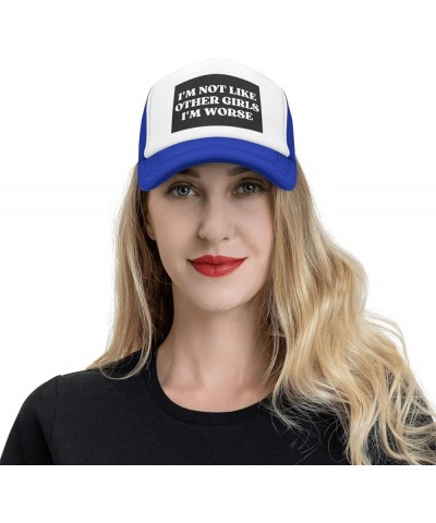 I'm Not Like Other Girls I'm Worse Hats Mesh Hat Cute Baseball Cap Sun Trucker Hat Men Women Blue $12.42 Baseball Caps