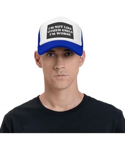 I'm Not Like Other Girls I'm Worse Hats Mesh Hat Cute Baseball Cap Sun Trucker Hat Men Women Blue $12.42 Baseball Caps