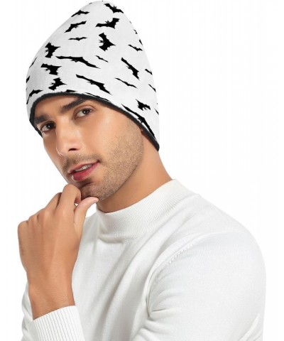 Halloween Soaring Bats Beanie Hat Men Slouchy Skull Cap Warm Knit Women Winter Cuffed Plain Hat Multicolor $11.70 Skullies & ...