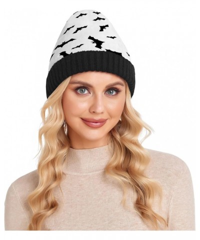 Halloween Soaring Bats Beanie Hat Men Slouchy Skull Cap Warm Knit Women Winter Cuffed Plain Hat Multicolor $11.70 Skullies & ...