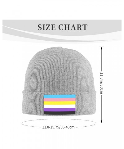 Trans Nonbinary Pride Flag LGBTQ Knit Hats Winter Warm Chunky Beanie Hat for Men Women Gray $12.02 Skullies & Beanies