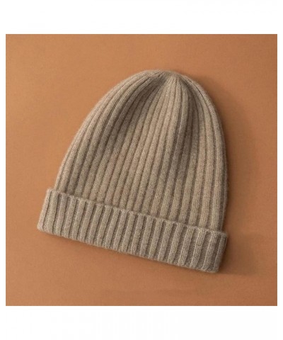 100% Cashmere Knitted Headgears for Women Soft Warm Beanie Hat Solid Casual Hedging Cap Skullies 13 Beige $30.36 Skullies & B...