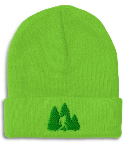 Custom Beanies for Men Woods Bigfoot A Embroidery Graphic Winter Hats for Women Acrylic Skull Cap 1 Size Lime Design Only $11...