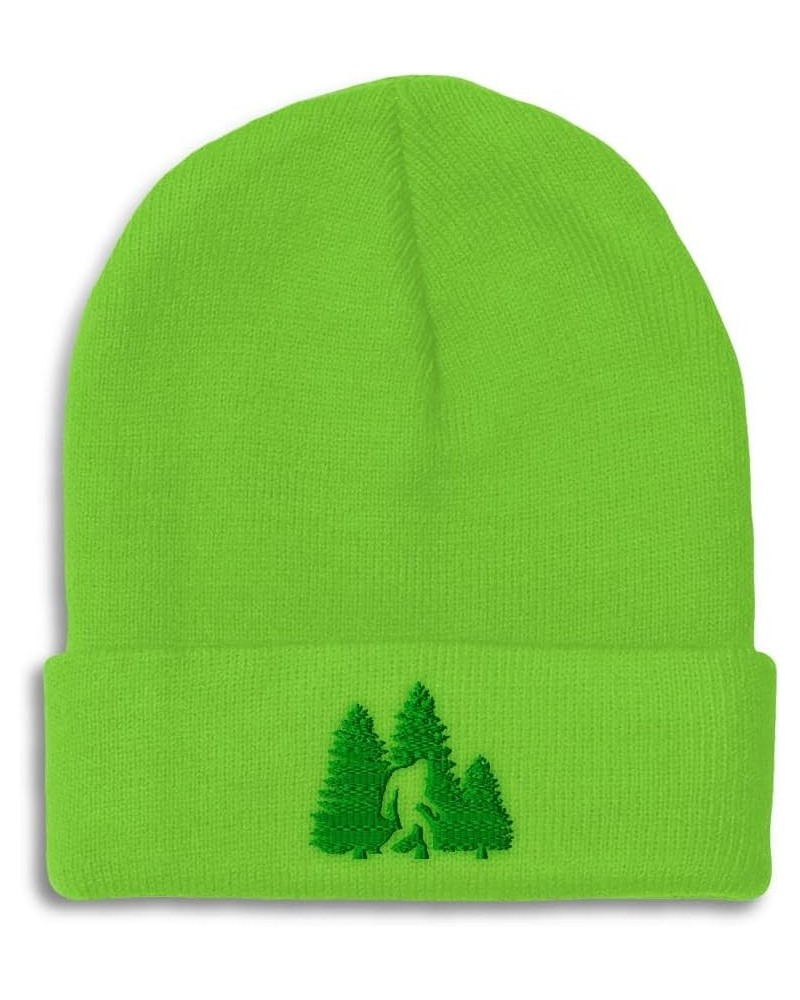 Custom Beanies for Men Woods Bigfoot A Embroidery Graphic Winter Hats for Women Acrylic Skull Cap 1 Size Lime Design Only $11...