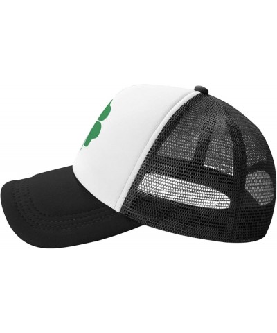 Green 4 Leaf Clover Trucker Hat - Mesh Baseball Snapback Cap for Men Or Women Outdoors Black Black $14.58 Baseball Caps