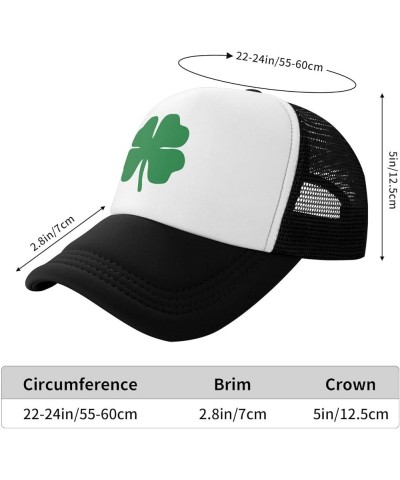 Green 4 Leaf Clover Trucker Hat - Mesh Baseball Snapback Cap for Men Or Women Outdoors Black Black $14.58 Baseball Caps